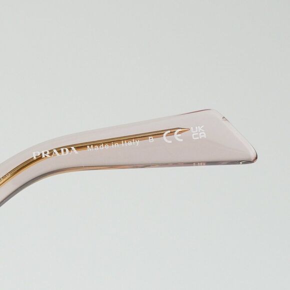 NEW Prada PR17WS 19Q10D Transparent Peach Brown Rectangle Unisex Sunglasses - Picture 9 of 12